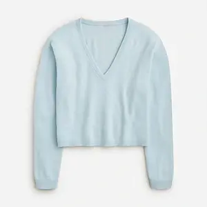 OEM sweater V-neck button up plain cute girl cotton cardigan sweater ladies light blue spring summer sweater