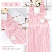 Chemin de table en gaze de polyester personnalisé, chemin de table rose pour mariage, nappe bohème pour fête nuptiale