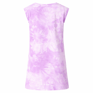 Vestido Casual Tipo Camiseta de <span class=keywords><strong>Lino</strong></span> y Algodón para <span class=keywords><strong>Mujer</strong></span>, Personalizado, Color <span class=keywords><strong>Lila</strong></span>, con Cuello en V, Manga Corta, Bolsillo en el Pecho, Estilo Holgado - Product Image 4