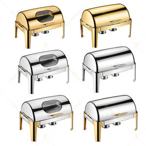 ถาดอุ่นอาหารทองคำหรูหรา ขนาด 9 ลิตร ถาดอุ่นอาหารทรงสี่เหลี่ยมผืนผ้าขนาดใหญ่แบบม้วนฝาปิด สำหรับโรงแรมและร้านอาหาร - Product Image 6