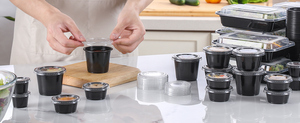 Gobelet à sauce soufflée jetable transparent en PP noir personnalisé FULING 3,25 oz - Product Image 4