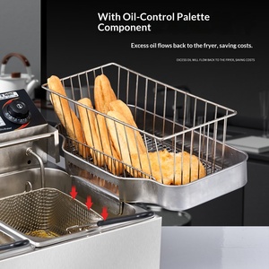 <span class=keywords><strong>Friteuse</strong></span> Électrique Commerciale de Bureau Haut de Gamme, <span class=keywords><strong>Double</strong></span> Cuve à Température Contrôlée 220V en Acier Inoxydable pour Brochettes et Frites - Product Image 3