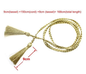 Nuova vendita calda Glitter doppio-end nappa collana con nappine cordoncino lungo intrecciato cintura in vita Skinny cintura intrecciata nappa per <span class=keywords><strong>Dr</strong></span> - Product Image 6