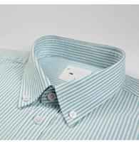 Kemeja Pria ODM Custom 100% Katun Combed Oxford Kancing Kerah Tegak Garis Vertikal Lengan Panjang Bisnis Kasual Musim Gugur Grosir