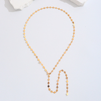 Collier à maillons plaqués diamant, chaîne serpent longue en Y avec fermoir mousqueton, réglable, minimaliste, élégant, cadeau bijou unisexe