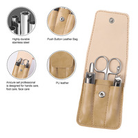 Ensemble de coupe-ongles en acier inoxydable de haute qualité, 5 pièces, pour manucure et pédicure, kit de soin des ongles avec étui en cuir pour la maison et le salon