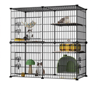 Cage pour chat d'intérieur modulable en gros, à assembler soi-même, en treillis métallique, conception grand espace, utilisable toutes saisons, pour chats de taille moyenne et petite (jusqu'à 22,7 kg)