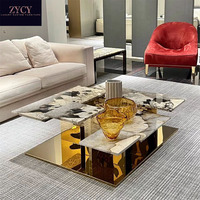 Personnalisé Moderne Haut de Gamme De Luxe Irrégulier Marbre Table Basse Creative Maison Meubles En Métal pour Salon