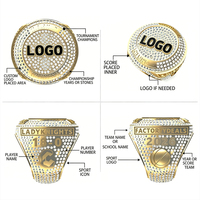 Bague de championnat personnalisée style hip-hop, entièrement pavée de pierres de moissanite, base en métal lourd plaqué