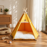 Tente-cave semi-fermée toutes saisons pour animaux de compagnie – Lit durable pour animaux d'intérieur – Niche supérieure pour chats et chiens, idéale pour petits, moyens et grands animaux
