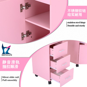 Mesa de manicura HONGZI con aspiradora y reposamanos, juego de muebles de salón color rosa, 220V - Product Image 4