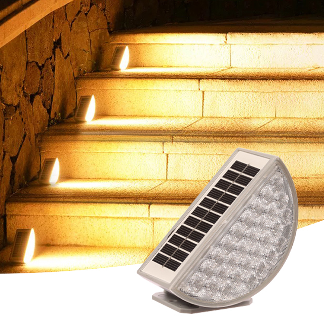 Fixed High Brightness IP65 Solar Powered Garden Pathway Lights with Sensor Warm White LED Step Light