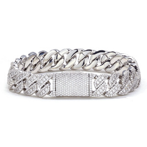 Diamond Pave Real <b>Gold</b> Electroplated S925 Silver Flip Safety Clasp 14mm Cuban <b>Bracelets</b> Moissanite Streetwear Custom ODM B2Bs - Product Image 6