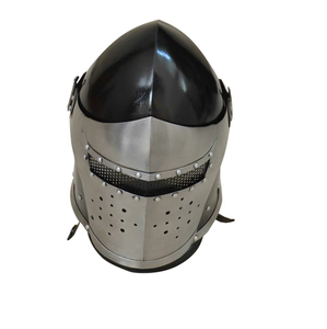 Casco de Barbuta con visera Medieval negro pulido hecho a mano armadura de caballero usable Cosplay recreación Halloween coleccionable para el hogar - Product Image 6