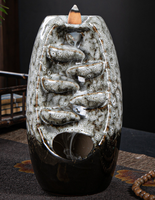 Grand brûleur d'encens à refoulement en céramique chinoise écologique, support aromatique, fourneau, tapis ignifuge, 7 couleurs