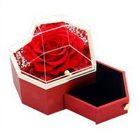 Boîte à bijoux en forme de cœur naturelle faite à la main, boîte cadeau prismatique, rose unique, Saint-Valentin, fête des mères, anniversaire