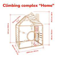 Structure d'escalade intérieure en bois en forme de maison avec toboggan, aire de jeux et maisonnette 5-en-1 pour enfants, ensemble d'escalade Montessori pour la maison