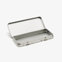 Sécurité enfant métal rectangulaire vide charnière boîte en fer blanc conteneur petit Kit de stockage cadeau étain étagère boîte