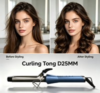 Fer à boucler professionnel LED 25 mm réglable avec poignée en plastique pour salon, hôtel et coiffure à domicile 2026