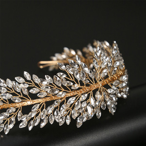 Handgefertigte Legierung Vergoldete Kristall-Strass Braut-Tiara Prinzessin Verlobungs-Abschlussball-Party Hochzeit Haarband Krone - Product Image 3