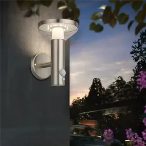 2024 Brimmel impermeabile all'aperto in acciaio inox sensore di movimento alta Lumen moderna lampada da parete giardino Led solare da parete