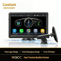 Layar Multimedia Stereo Android Carplay Portabel BQCC 7 inci, Layar HD, 12V-30V, Musik, Navigasi GPS, Panggilan BT, Monitor Layar Kendaraan