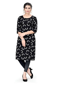 Último estilo Blacki Crepe Kurti nuevo traje informal de algodón de moda para damas mangas étnicas impresas para fiesta festiva India - Product Image 2