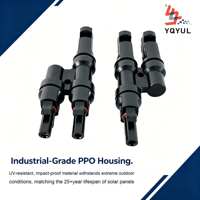 Connecteur en T solaire photovoltaïque YULIAN certifié TUV IP67 à double verrouillage 50A 1000V PPO ignifuge adaptateur de câble 2-en-1