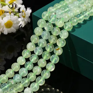 Natural Green Faceted Quartz Grape Stone Gemstone Round Raw Loose Prehnite Stone Beads for Jewelry Making