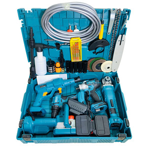 Juego de 5 Herramientas Eléctricas Combinadas: Taladro de Impacto, Llave Inalámbrica Angular sin Escobillas, Pistola para Autos, Motosierra - Product Image 1