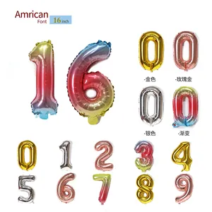 16" inch Number Balloons Aluminum Hanging Foil Film Balloon Wedding Birthday Party Decoration Banner Air Mylar Balloons