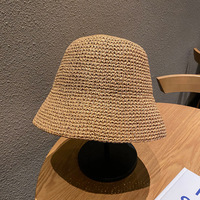 Topi Pantai Musim Panas Korea, Topi Nelayan Rajut Tangan, Topi Jerami Lipat Bertepi Kecil, Topi Floppy Wanita