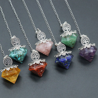 Nouveau Pendentif Pendule DIY en Pierre de Quartz Naturelle Diamantée de Haute Qualité, Multicolore, Sans Plomb ni Nickel, Longueur 29cm