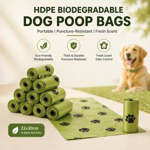 Sacs à déjections canines biodégradables écologiques, épais, anti-fuites, parfumés à la lavande, en rouleau, portables, pour l'élimination des déchets d'animaux, en vrac - Product Image 1