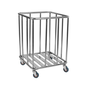 Red Star Stainless Steel <b>Laundry</b> Cart 500x800mm Single Bucket Round Hospital Hotel Linen Cleaning Cart - Product Image 4