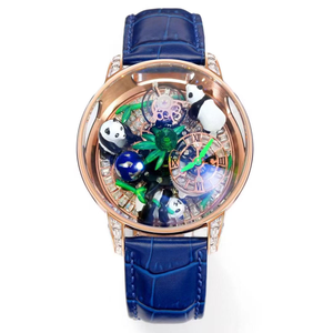 Orologio di Design Jacob and Co Panda Tourbillon con Diamanti Taglio Baguette Movimento Meccanico Cinturino in Pelle e Moissanite - Product Image 1