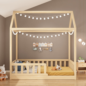 Letto in Legno Massello Stile Nordico, <span class=keywords><strong>Culla</strong></span> Modulare per Bambini, Letto Basso Creativo in Stile Tatami per Ragazzi e Ragazze, per Pensioni - Product Image 1