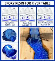 Adhésif et mastic en bois clair de cristal de fonte liquide de résine époxyde de dessus de table de rivière profonde pour le travail du bois