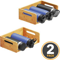 Organisateur de bouteille d'eau en bambou avec support de stockage d'étiquettes bouilloire de sport de bureau support de stockage de tasse à 2 couches