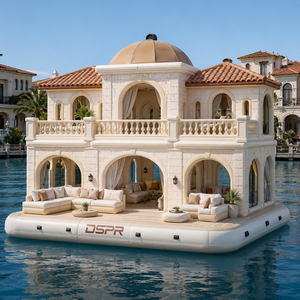 Casa Flotante Inflable de Dos Pisos, con Asientos Interiores y Exteriores, Estabilidad y Flotabilidad para Vacaciones en Islas Tropicales y Recreación en Grupo - Product Image 1