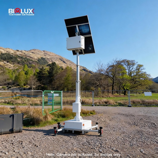 HiGUARD Outdoor Mobile Solar Parking Surveillance Tower Security Camera System IP65 Waterproof 3-Day Runtime 24/7 Monitoring
