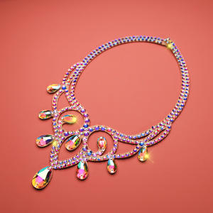 Collier de danse du ventre avec strass appliqués à la main, accessoire de costume de danse <span class=keywords><strong>orientale</strong></span> pour spectacle - Product Image 1