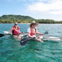 Kayak Transparente para 2 Personas, Canoa Transparente de 3m, Bote en Tándem **con Asiento Negro** para Alquiler en Resorts y Turismo