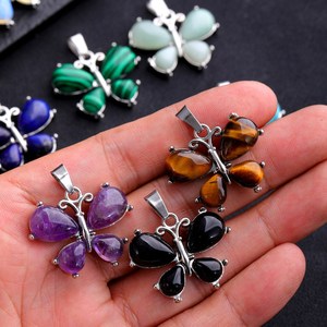 Vendita calda 24*30MM collana pendente in metallo con pietra preziosa di onice nera in pietra di cristallo personalizzata per donne ciondoli collana regalo - Product Image 5