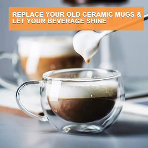 Tasses à expresso à double paroi isolées (6 oz, 180 ml) – Mugs en verre pour thé et café, idéales pour le latte - Product Image 2