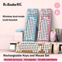 K-snake Wk300 Wireless Keyboard and Mouse Set Punk Keycap Mute with Volume Knob Computer Office Universal