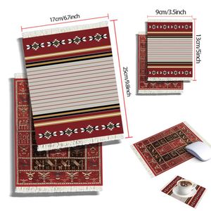 Ensemble de 4 dessous-de-verre classiques de qualité supérieure, tapis arabes tissés à la main, tapis de souris en caoutchouc écologique élégant pour la décoration de la maison/du bureau - Product Image 1