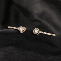 Juego de Brazaletes de Acero Inoxidable con Certificado CE RHOS, Chapado en Oro de 18K, con Corazón de Diamantes de Imitación, Diseño de Lujo para Mujer, Regalo para el Día de la Madre