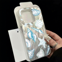Coque de téléphone portable en soie argentée à motif floral étoile de mer Big Fish pour iPhone 8 X Xr Xs Max 13 14 15 16 17 18 Pro Max