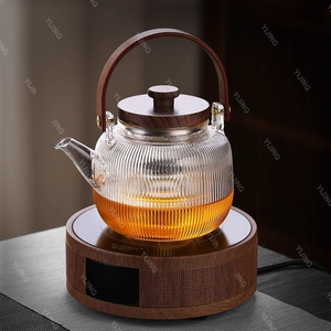 Teiera in Vetro Borosilicato di Alta Qualità con Coperchio in Legno di Noce, Stile Cinese Moderno, Vendita all'Ingrosso e Dropshipping - Product Image 3